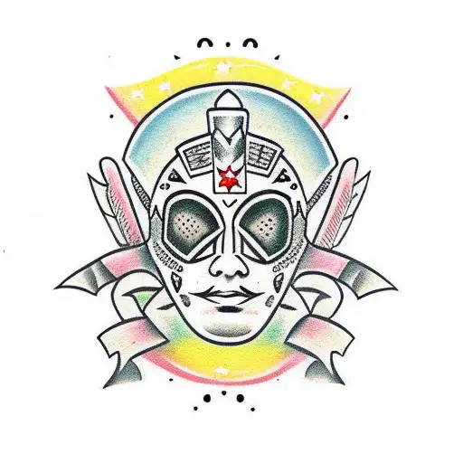 masked mexican wrestler tattoo design idea