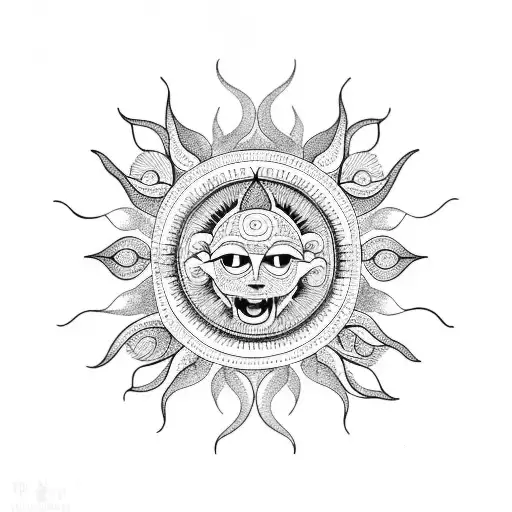 Sun in mandala tattoo design idea