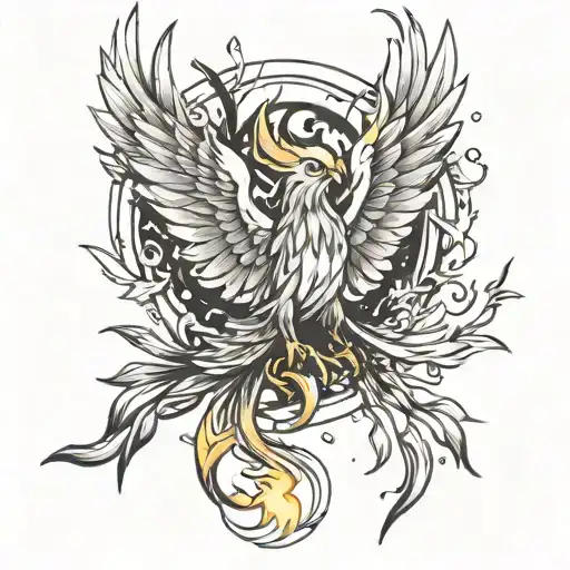 Phoenix from Dota 2 using sun ray spell tattoo design idea