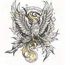 Phoenix from Dota 2 using sun ray spell tattoo design idea