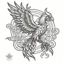 Phoenix from Dota 2 using sun ray spell tattoo design idea
