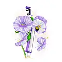 Cello  with lavender and poppies tattoo design idea