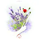 Cello  with lavender and poppies tattoo design idea