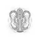 Create a dotwork tattoo featuring the ikenga alusi symbol and a snake tattoo design idea