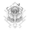 Create a dotwork tattoo featuring the ikenga alusi symbol and a snake tattoo design idea