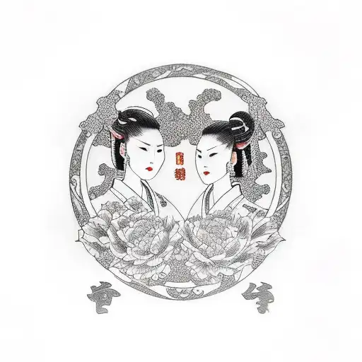 lesbian couple tattoo design idea