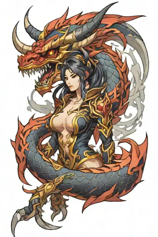 shyvana League of legends wabori  tattoo design idea