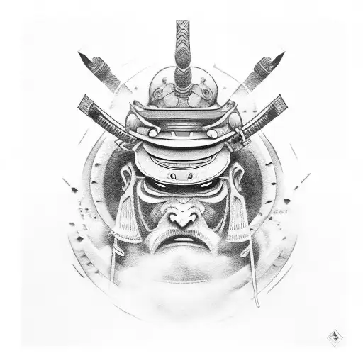 Samurai realism face tattoo design idea