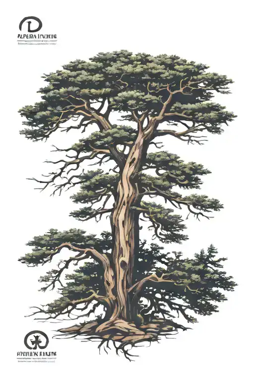 limber pine tree with small semicolon no background tattoo design idea