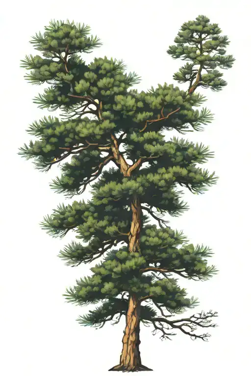 pine tree with small semicolon no background tattoo design idea