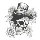 sugar skull skeleton with Mickey Mouse pirate hat  tattoo design idea