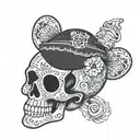 sugar skull skeleton with Mickey Mouse pirate hat  tattoo design idea