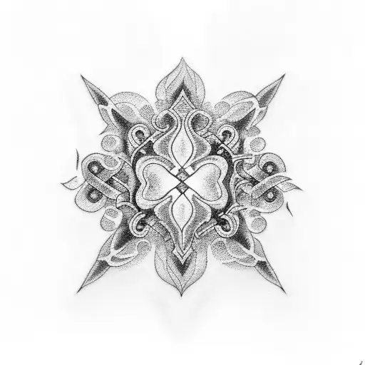 clover with fire and ice tattoo design idea