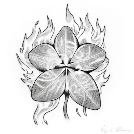 four leaf clover with fire and ice tattoo design idea