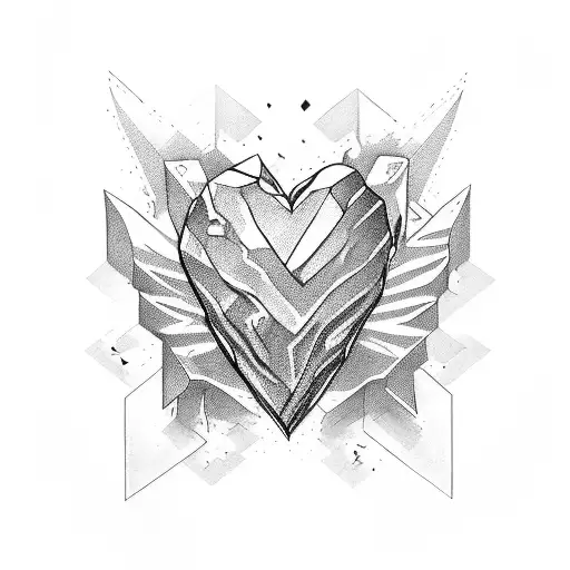 Shattered heart sleeve tattoo design idea
