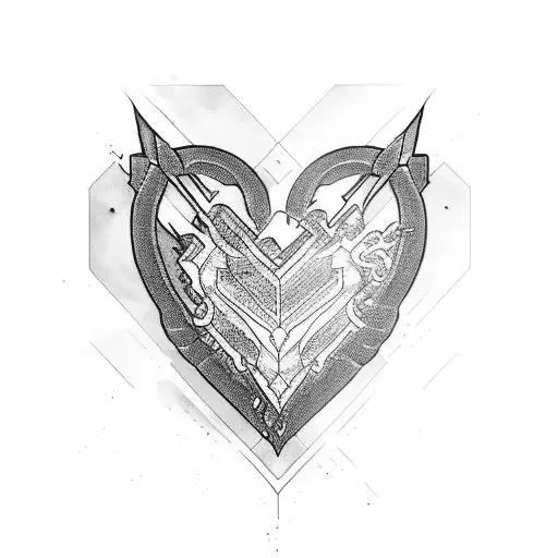 Shattered heart sleeve tattoo design idea