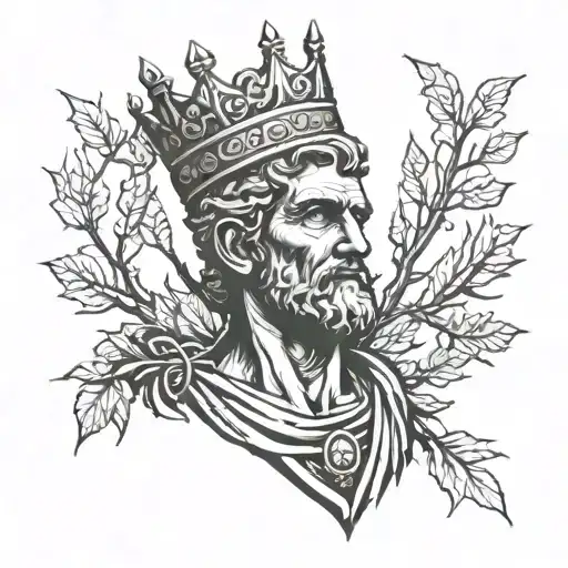 Roman bust with a crown of thorns tattoo design idea