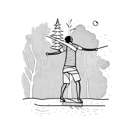stick figure slacklining between 2 trees tattoo design idea