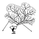 stick figure slacklining between 2 trees tattoo design idea