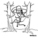 stick figure slacklining between 2 trees tattoo design idea