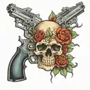 guns and skulls tattoo design idea