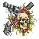 guns and skulls tattoo design idea