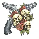 guns and skulls tattoo design idea
