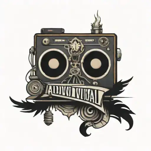 audio visual logo tattoo ideas mixed into one tattoo design idea