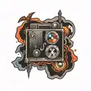 audio visual logo tattoo ideas mixed into one tattoo design idea