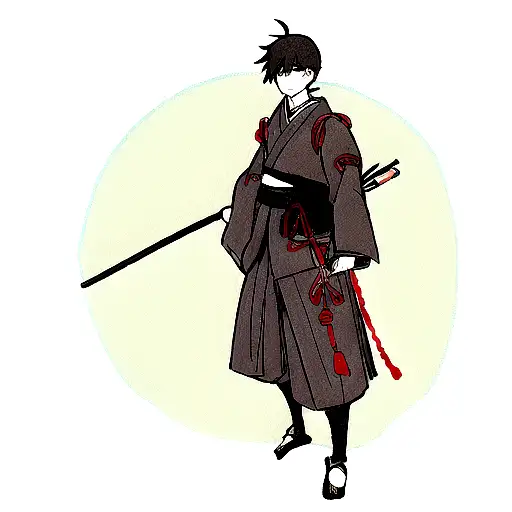 Young japanese ronin tattoo design idea