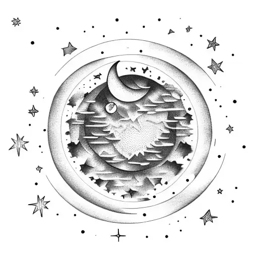 big dipper moon and stars tattoo design idea