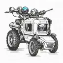 Incorporate a tank and a racing helmet in a bold and dynamic design tattoo design idea