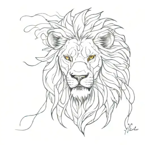 A lion's head made of flames all those who wander ai human tattoo design idea