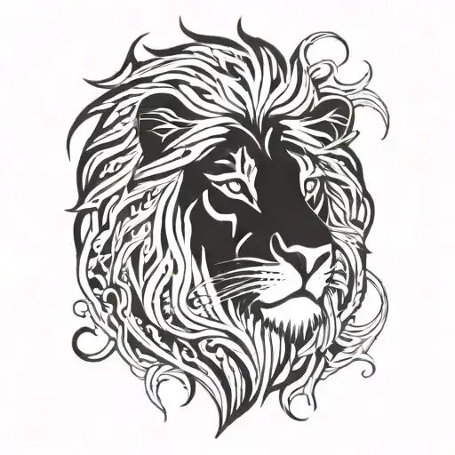 A lion's head made of flames all those who wander ai human tattoo design idea