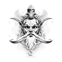 Poseidon com tridente tattoo design idea