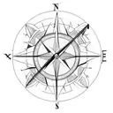 half compass half clock tattoo design idea