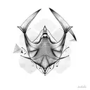 manta ray flapping in colored geometric shapes tattoo design idea