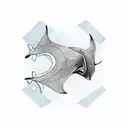 manta ray flapping in colored geometric shapes tattoo design idea