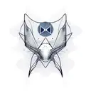 manta ray flapping in colored geometric shapes tattoo design idea