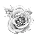 roses with scroll tattoo design idea