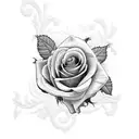 roses with scroll tattoo design idea