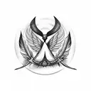 Hourglass with fallen angel feathers tattoo design idea