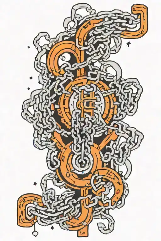 year 2000, chains, moo, music notes tattoo design idea
