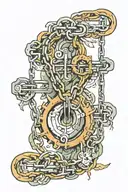 year 2000, chains, moo, music notes tattoo design idea