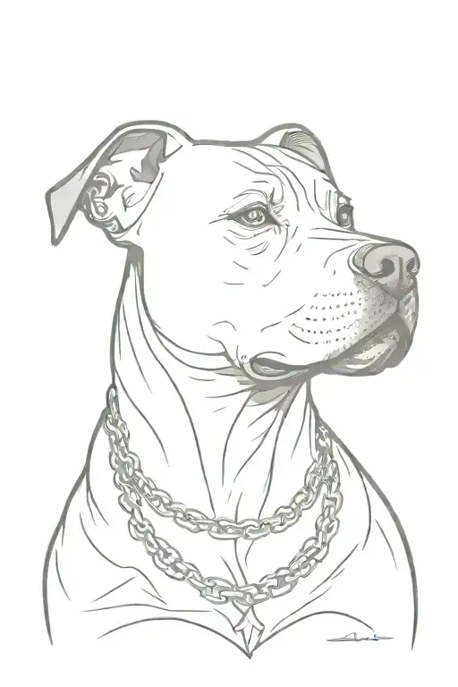 pitbull with a chain around his neck tattoo design idea