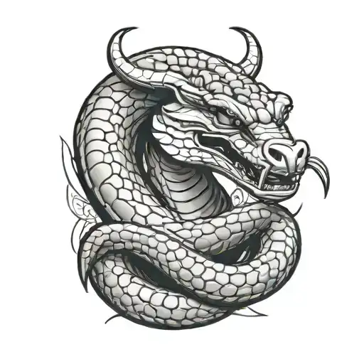 bull and king cobra  tattoo design idea