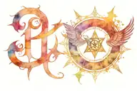 Azrael symbol integrated astrological sign made entirely tattoo design idea