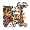 stylized chef hat hovering above the K.G. , with Well Done curved beneath  tattoo design idea