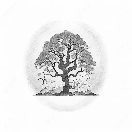 oak tree tattoo design idea