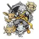 Full sleeve ideas with pictures: The person is of cambodian descent, likes paintball, likes vdragonball z, likes Pikachu tattoo design idea